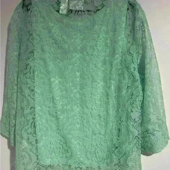 Women’s size 16 Alfred Dunner top with under shirt EUC green - Picture 3 of 3